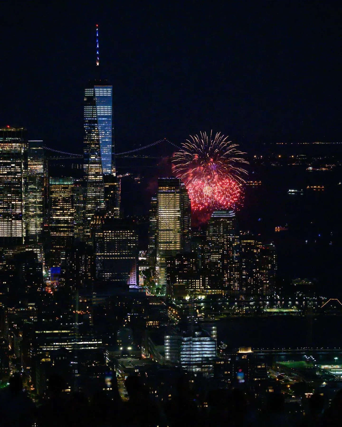 Fireworks marked a major milestone for New York Tuesday as the state reached its goal of having 70% of adults vaccinated. Displays happened across the state, including this one in New York Harbor. I decided to take in the sight from @edgenyc in Hudso